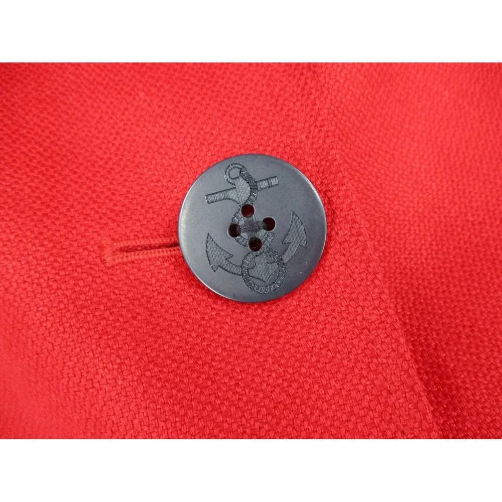 Ralph Lauren Jacket LRL 12 Linen Anchor‎ Buttons Nautical Lightweight Career Red